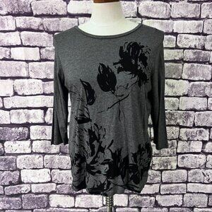 Talbots Gray & Black 3/4 Sleeve Tee Size 1XP